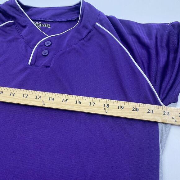 Wilson Men Sporting Goods Double Bar Mesh 2-Button Jersey Adult Sz L Purple Used - Picture 10 of 15